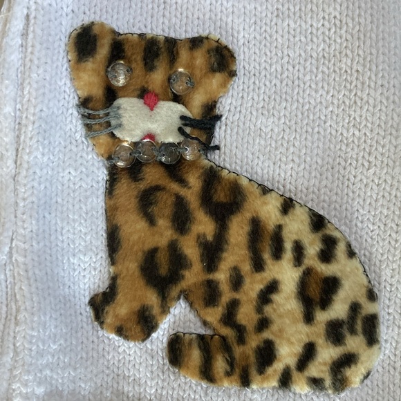 VNTG Kitty Cat w/Hearts Girls Cotton Button Up Cardigan Sweater Size 6 90's Y2K - Picture 5 of 9